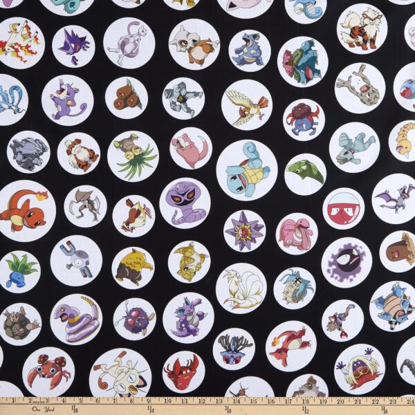 Pokemon Tossed Black, Fabric