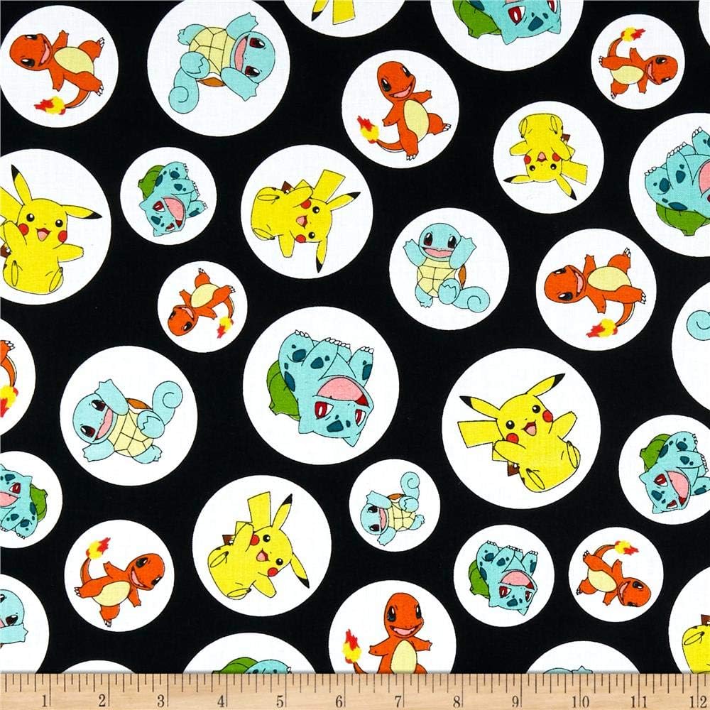 Pokemon Characters Black, Fabric
