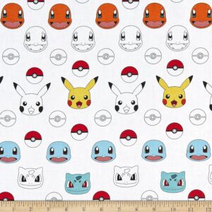 Pokemon White, Quilting Fabric