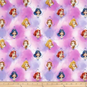 Disney Princess Jasmine, Belle & Ariel Fabric, Blue
