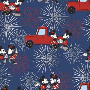 Disney Patriotic Fabric – Mickey & Minnie Fireworks, Red Truck