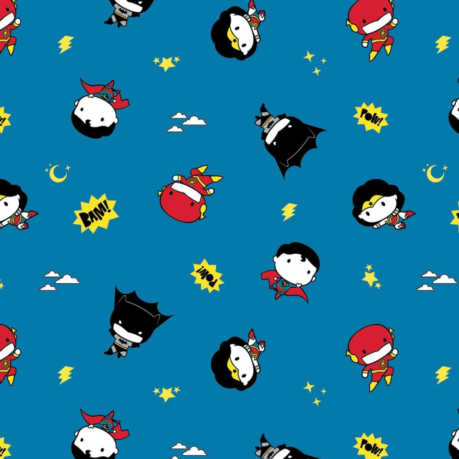 Justice League Tiny Heroes Fabric – Blue, Quality Cotton