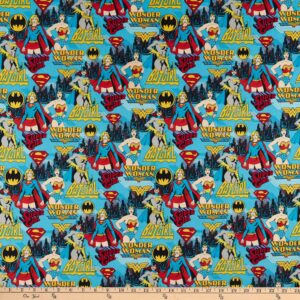 DC Comics Girl Power Design Blue, Fabric