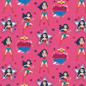 DC Comics Wonder Woman "Take a Stand" Fabric, Pink – 100% Cotton