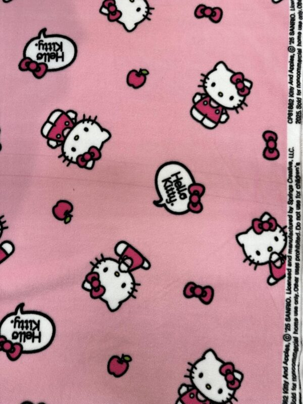 Hello Kitty Apples & Bows Fleece Fabric – 58" Wide, Anti-Pill, Perfect for Blankets - Image 2