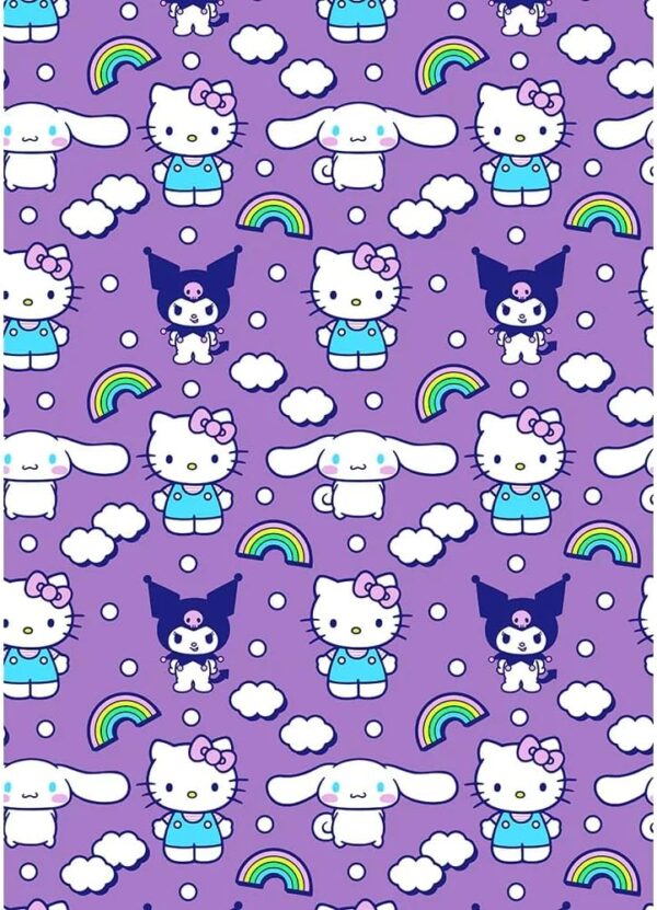 Hello Kitty and Friends Fleece Blanket, Clouds and Rainbows Design, 50 x 70 inches