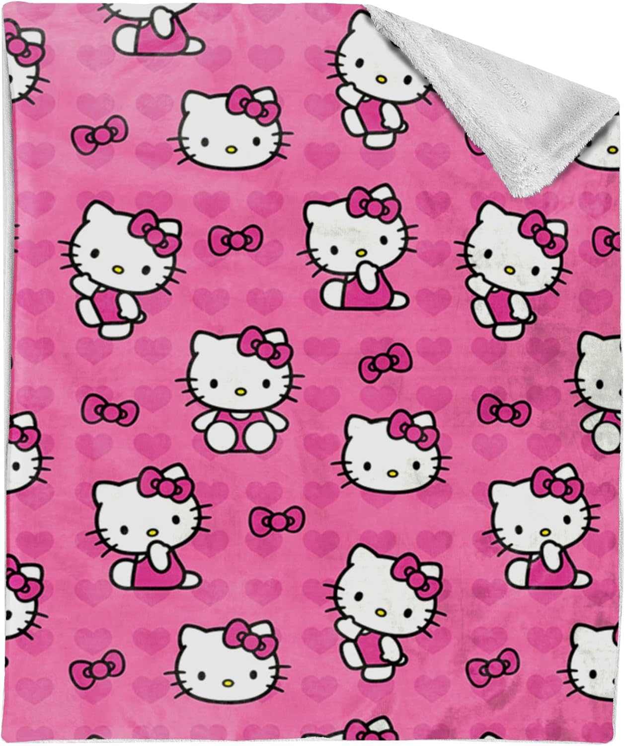 Hello Kitty Silk Touch Sherpa Throw Blanket – 40" x 50", I Love Pink Design