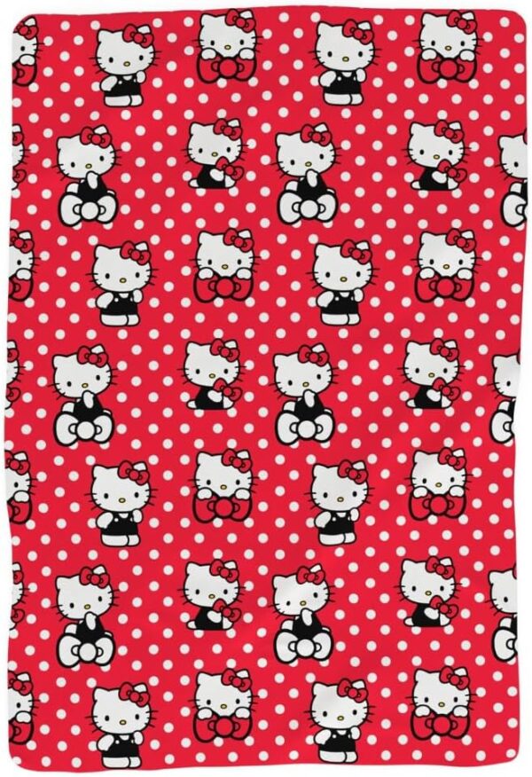 Hello Kitty Dots & Bows Cozy Blanket – 62" x 90"