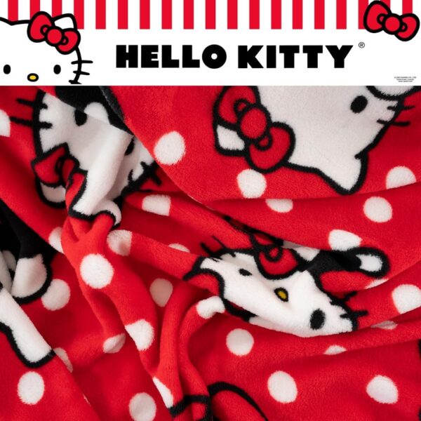 Hello Kitty Dots & Bows Cozy Blanket – 62" x 90" - Image 3