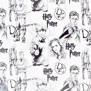 1 Yard (44") Harry Potter "The Mystery of Magic" Black on White Cotton Fabric – Licensed for Quilting, Sewing & Crafts