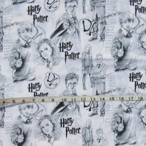 Warner Brothers Harry Potter Characters in Black and White - Dumbledore's Army - 100% Cotton Fabric