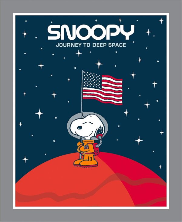 Peanuts Snoopy Journey to Deep Space 36in Panel Grey Quilt Fabric