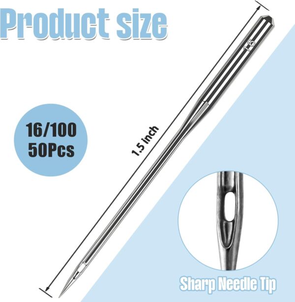 50 pcs Size 100/16 Universal Heavy-Duty Sewing Machine Needles – For Leather & Jeans - Image 3