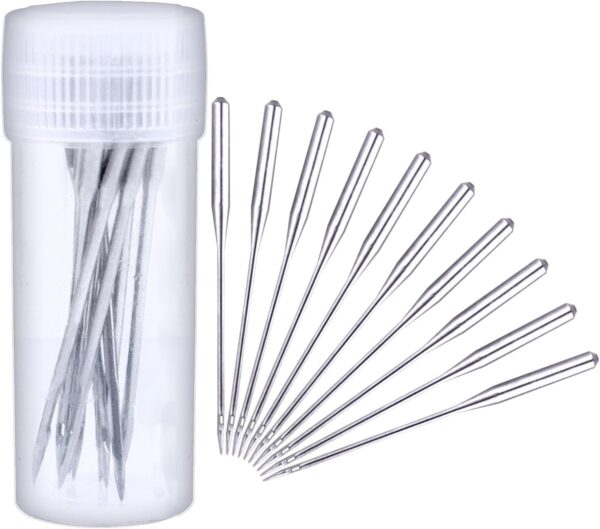 50 pcs Sewing Machine Needles – Sizes 9, 11, 14, 16, 18 with 5 Storage Bottles