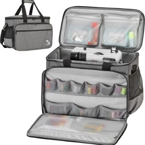 Golkcurx Sewing Machine Case with Removable Padding Pad, Tote Bag for Sewing Machine with Shoulder Strap for Most Standard Singer, Brother, Janome, Grey