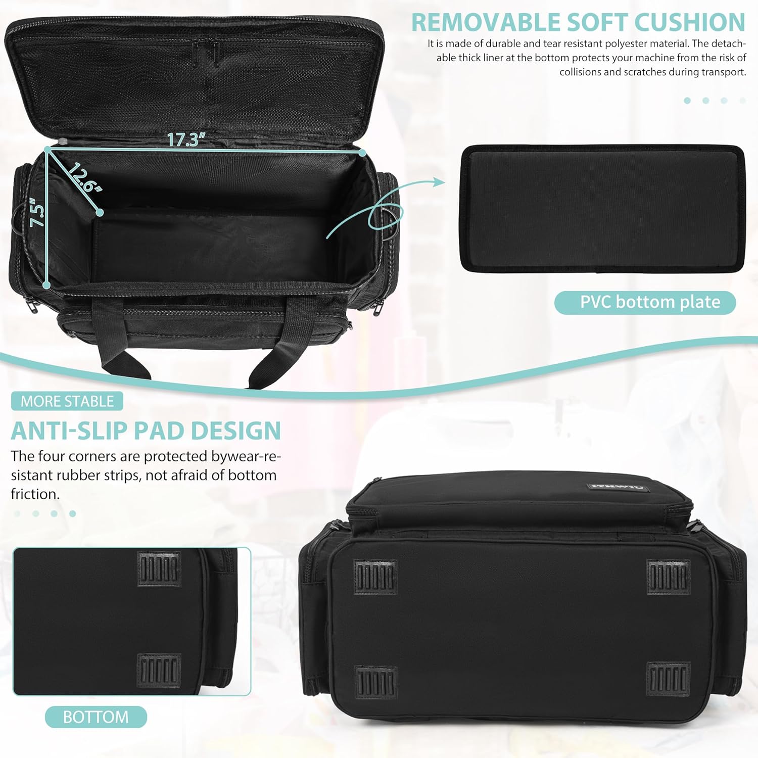 Sewing Machine Tote – Universal Case with Storage Pockets for Accessories - Image 4