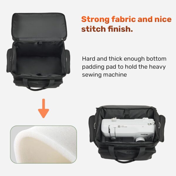 2-Layer Sewing Machine Case – Adjustable Shoulder Strap, Universal Tote for Machine & Accessories, Black - Image 3