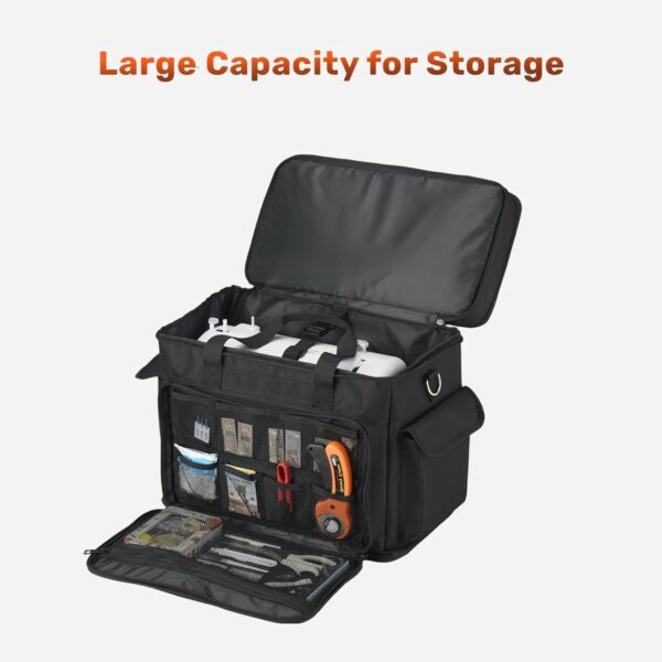 2-Layer Sewing Machine Case – Adjustable Shoulder Strap, Universal Tote for Machine & Accessories, Black - Image 4