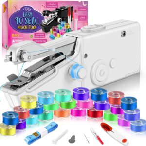 35PCS Mini Handheld Sewing Machine Accessories – Easy Use for Beginners & DIY Projects