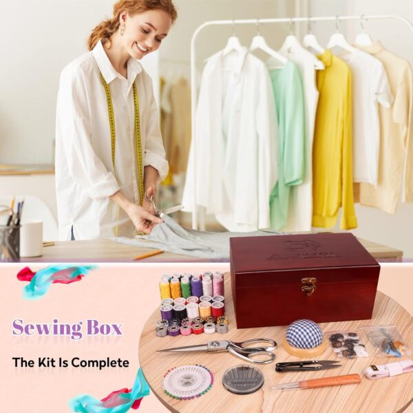 Handheld Sewing Machine, with Elegant Wooden Sewing Box and 153-Piece Sewing Kit, Mini Portable Cordless Hand held Sewing Machine, Perfect for Adults, Beginners, and Quick Home Repairs - Image 2