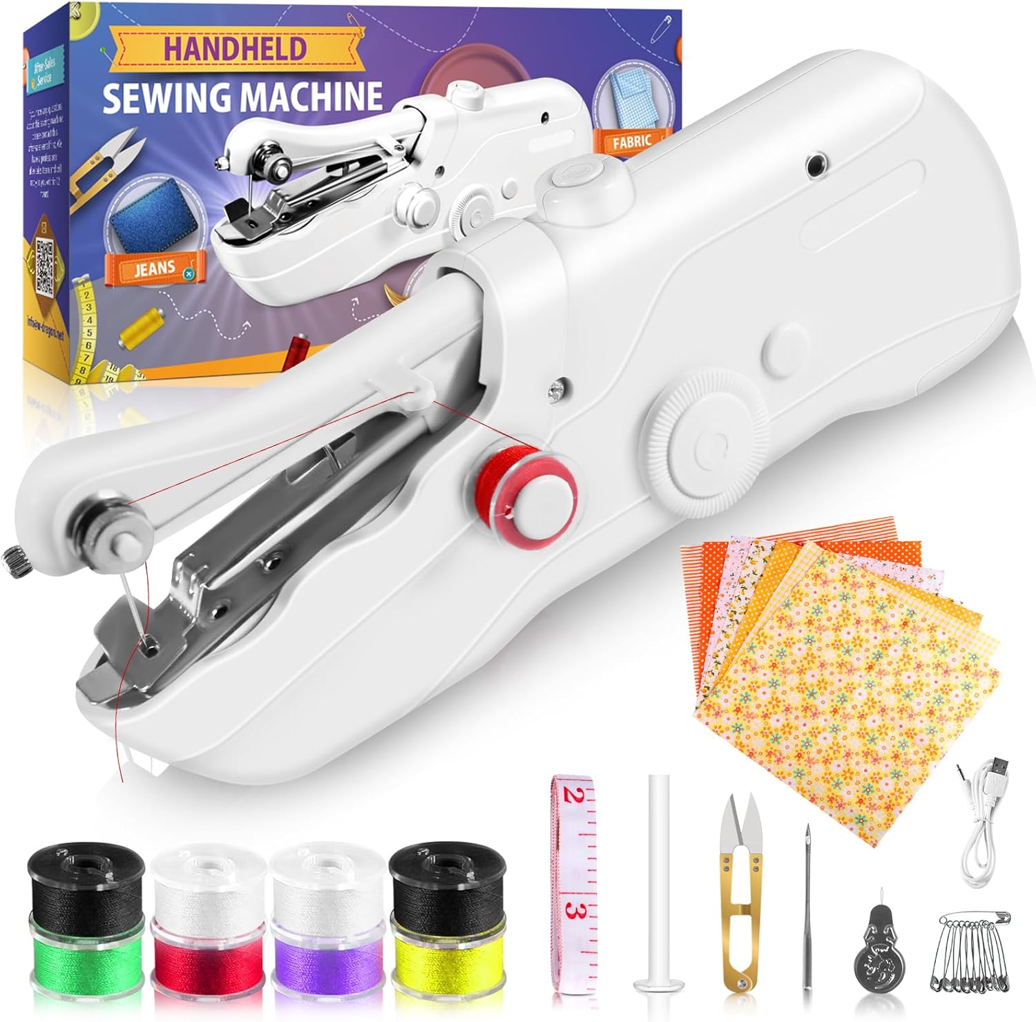 Handheld Sewing Machine - Portable Mini Sewing Machines for Beginners, Quick Stitching with Accessory Kit, Electric Sewing Machine for DIY Projects at Home or Travel