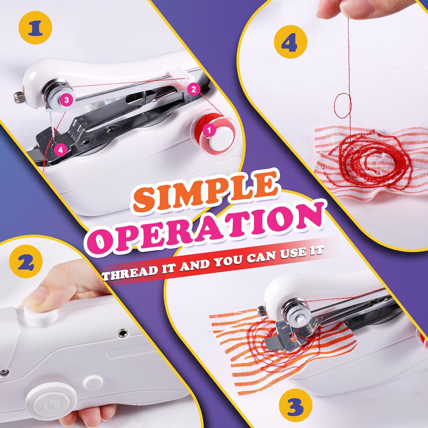 Handheld Sewing Machine - Portable Mini Sewing Machines for Beginners, Quick Stitching with Accessory Kit, Electric Sewing Machine for DIY Projects at Home or Travel - Image 3