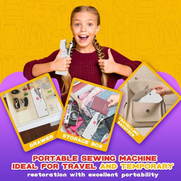 Mini Sewing Machine with Accessory Kit, Lightweight and Easy Operated Cordless Handheld Sewing Machines for Beginners, Portable Sewing Machine for Home Quick Repairing and Stitch Handicrafts - Image 2
