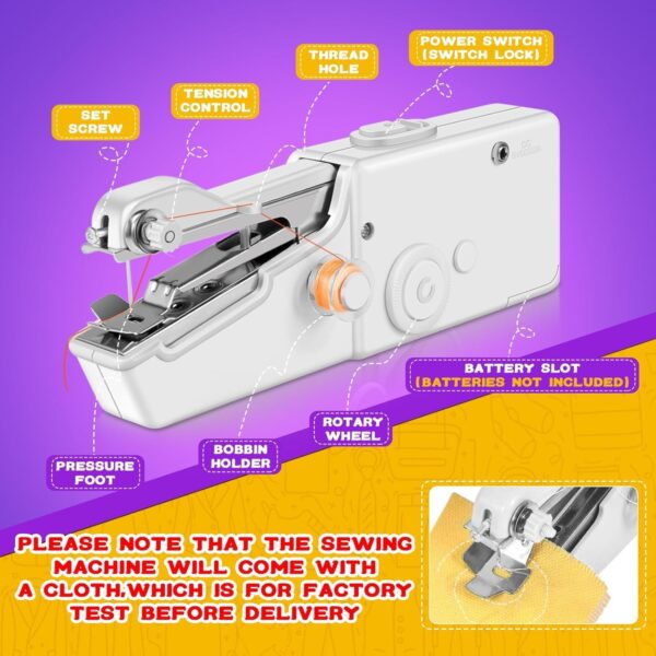 Mini Sewing Machine with Accessory Kit, Lightweight and Easy Operated Cordless Handheld Sewing Machines for Beginners, Portable Sewing Machine for Home Quick Repairing and Stitch Handicrafts - Image 3