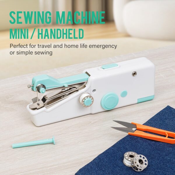 Handheld Sewing Machine CS101,Sewing Machine for Beginners,Portable Electric Mini Samll Hand Held Kit for Adults and Kids Ages 8-12 Included Mannual and Accessories,Quick Stitching,White and Green - Image 2