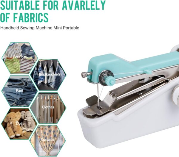 Handheld Sewing Machine CS101,Sewing Machine for Beginners,Portable Electric Mini Samll Hand Held Kit for Adults and Kids Ages 8-12 Included Mannual and Accessories,Quick Stitching,White and Green - Image 3
