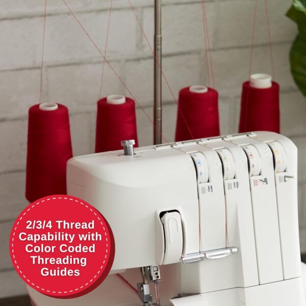 Serger Overlock Machine – 2/3/4 Stitch, 1200 Stitches/Min, Free Arm, LED Light & Accessory Kit - Image 4