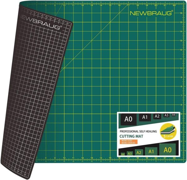 NEWBRAUG 18'' × 24'' Perfect Self Healing Cutting Mat, Non-Slip Gridded Rotary Cutting Board, Necessary for Quilting, Sewing, Craft, Fabric & Scrapbooking(Green/Black)…