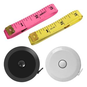 4-Pack Retractable 60-Inch Soft Measuring Tapes – Double Scale for Body, Fabric & Craft Measurements