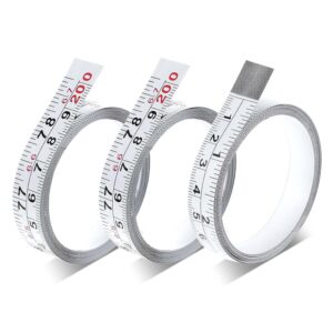 3-Pack Adhesive Measuring Tapes – 80 Inch/200 cm, Imperial & Metric, Peel & Stick, Carbon Steel (White)