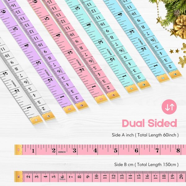 Tape Measure – 60" Soft Ruler, Double Scale for Body, Fabric & Craft, 5-Pack - Image 2