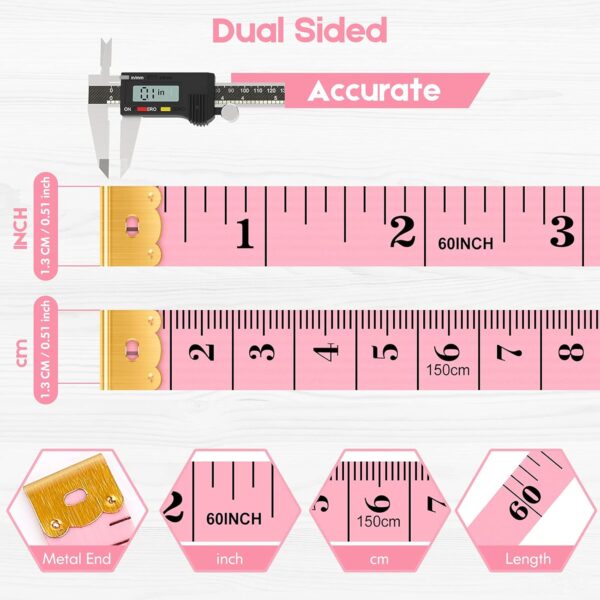 Tape Measure – 60" Soft Ruler, Double Scale for Body, Fabric & Craft, 5-Pack - Image 3