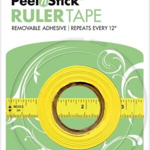 Peel & Stick Adhesive Ruler Tape – 12", Imperial & Metric, 1/2" x 10 Yards, Yellow