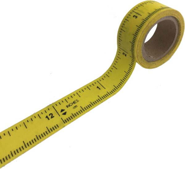 Peel & Stick Adhesive Ruler Tape – 12", Imperial & Metric, 1/2" x 10 Yards, Yellow - Image 3