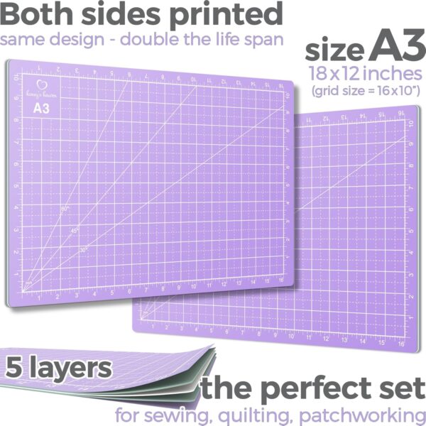 Rotary Cutter Set – 45mm Cutter, 5 Blades, A3 Mat, Ruler & Clips for Quilting, Sewing & Crafts - Image 2