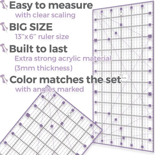 Rotary Cutter Set – 45mm Cutter, 5 Blades, A3 Mat, Ruler & Clips for Quilting, Sewing & Crafts - Image 4
