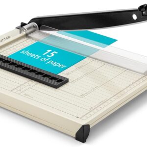 12" Guillotine Paper Cutter – 15-Sheet Capacity, Safety Guard, Magnetic Guide