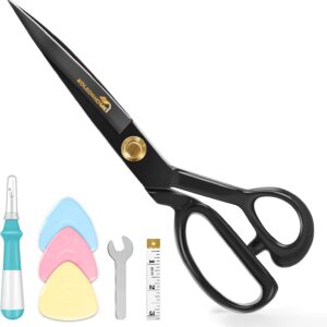 10" High Carbon Steel Fabric Scissors – Tailor Cloth Cutting Shears (Black)