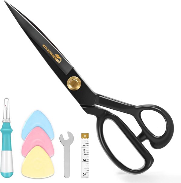 10" High Carbon Steel Fabric Scissors – Tailor Cloth Cutting Shears (Black)