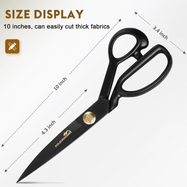 10" High Carbon Steel Fabric Scissors – Tailor Cloth Cutting Shears (Black) - Image 4