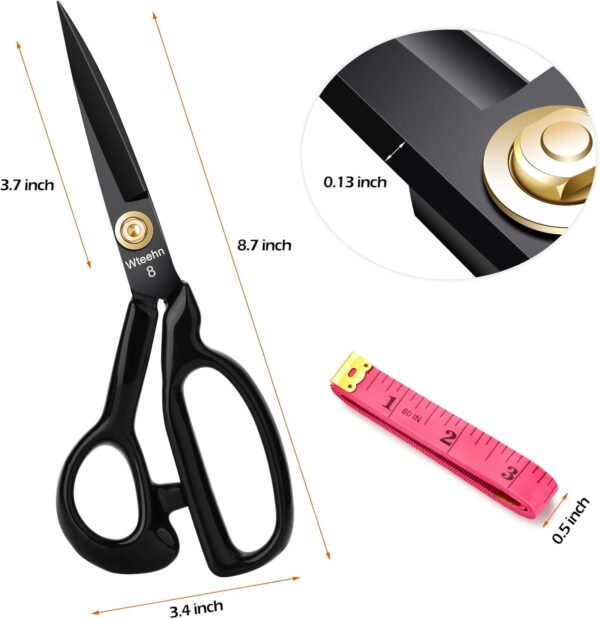 8" Heavy-Duty Fabric Scissors – Sharp Tailor Shears for Sewing, Leather & Crafts - Image 2