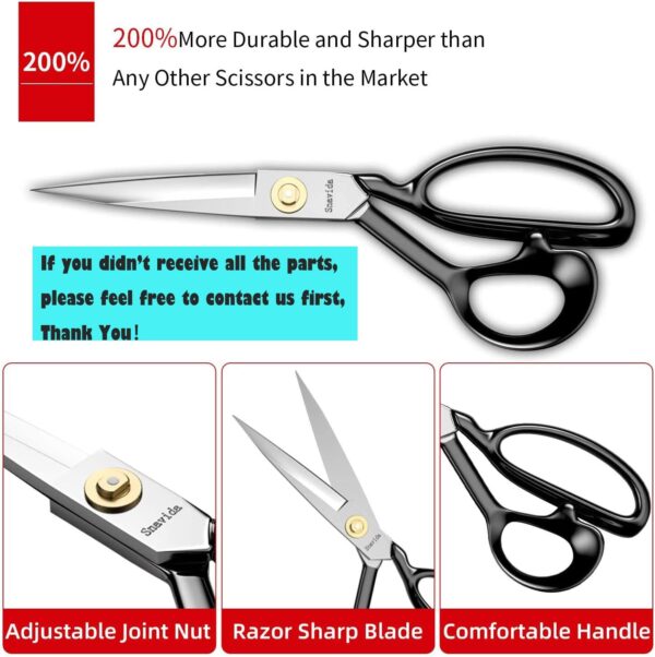 9" Heavy-Duty Fabric Scissors – Ultra Sharp Tailor Shears for Cloth, Leather & Multipurpose Use - Image 4