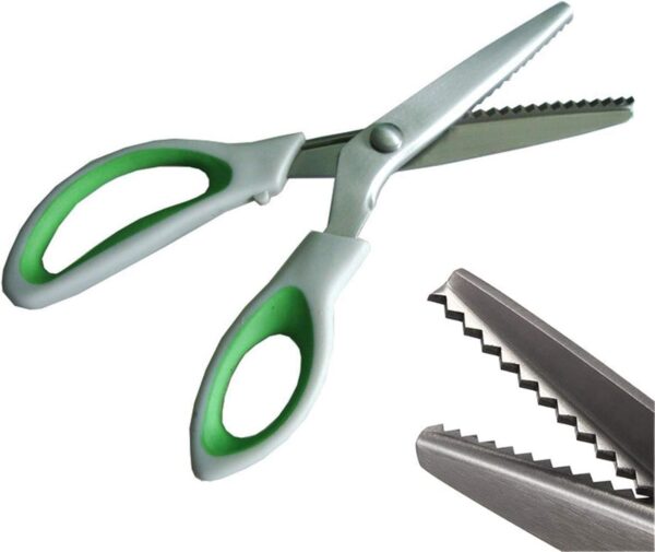 Green Pinking Shears with Comfort Grip – Zigzag Scissors for Sewing & Crafts
