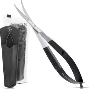 4.5" Spring-Action Curved Blade Snips – Squeeze Scissors with Pouch for Sewing & Crafts