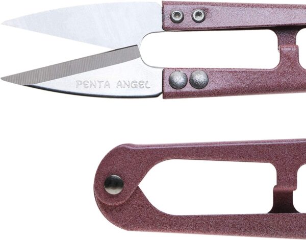 2pcs Mini Sewing Scissors with Leather Sheaths – Embroidery & Yarn Trimming (Pink/Gray) - Image 4