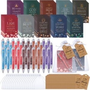 200-piece Christian set with notebooks, pens, "Thanks" tags, and organza gift bags.